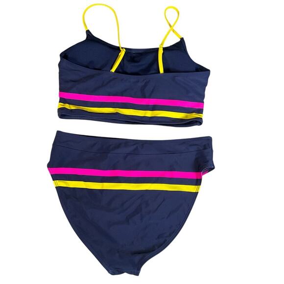 So Khols 2 Piece Swim Suit NWOT Built In Bra Adjustable Strap Dark Blue Size Lg - Picture 2 of 9